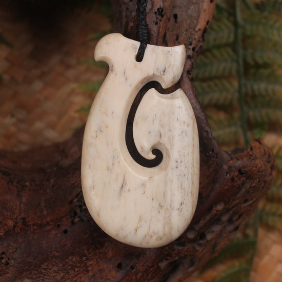Hei Matau carved from Whale Bone