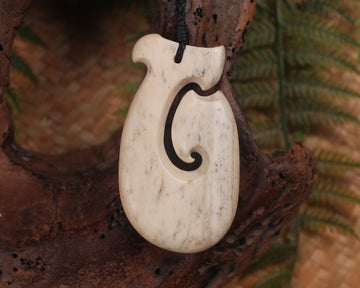 Hei Matau carved from Whale Bone