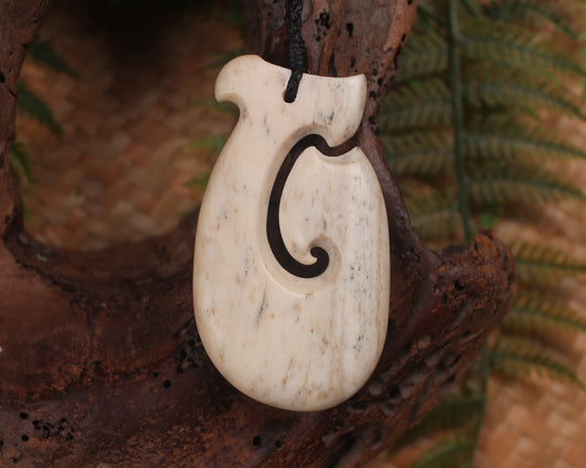 Hei Matau carved from Whale Bone