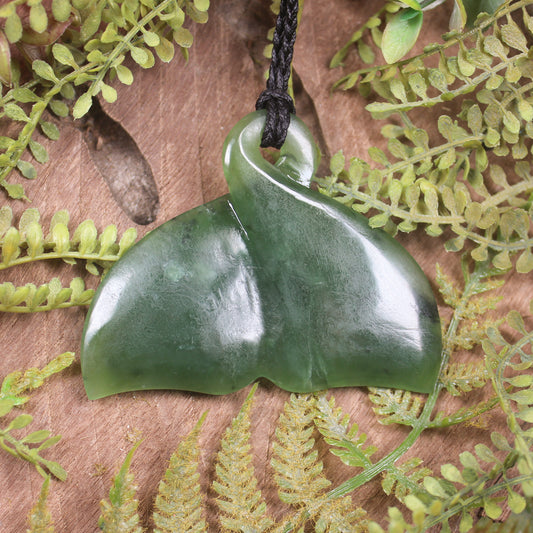 Whale Tail carved from Hapopo Pounamu - NZ Greenstone