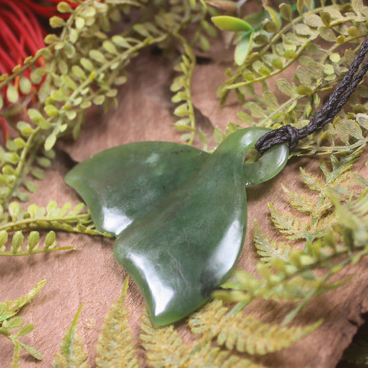 Whale Tail carved from Hapopo Pounamu - NZ Greenstone