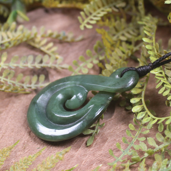 Koru Twist carved from Hapopo Pounamu - NZ Greenstone