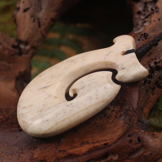 Hei Matau carved from Whale Bone