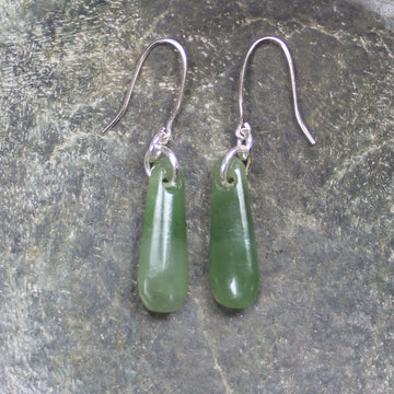 NZ Greenstone Roimata Earrings Hapopo Pounamu