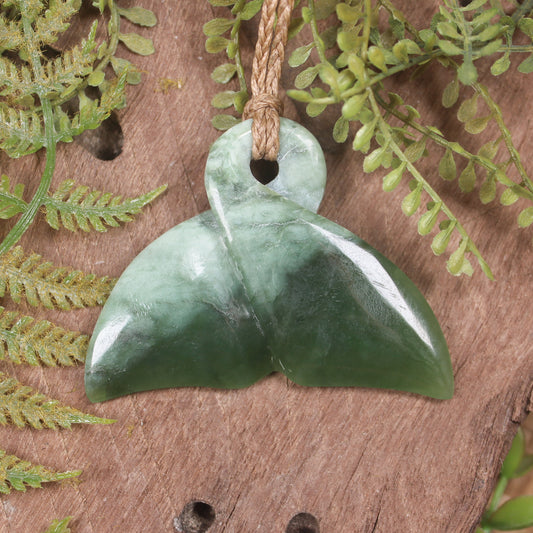 Whale Tail carved from Hapopo Pounamu - NZ Greenstone