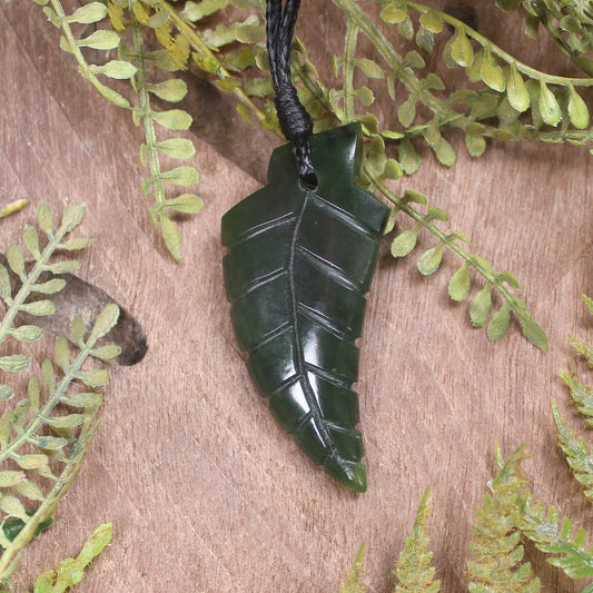 Kawakawa Pounamu Fern pendant - NZ Greenstone