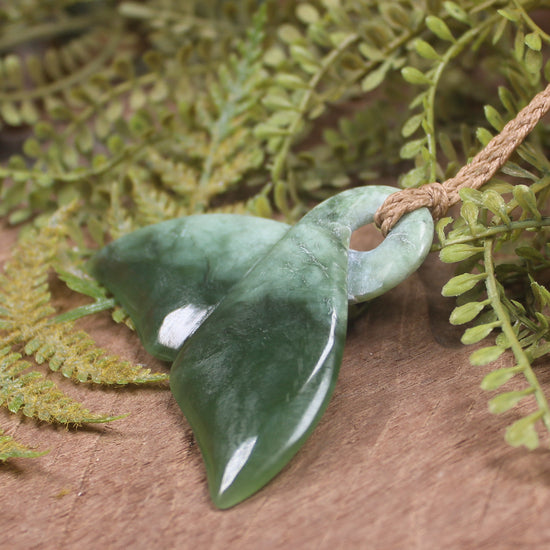 Whale Tail carved from Hapopo Pounamu - NZ Greenstone