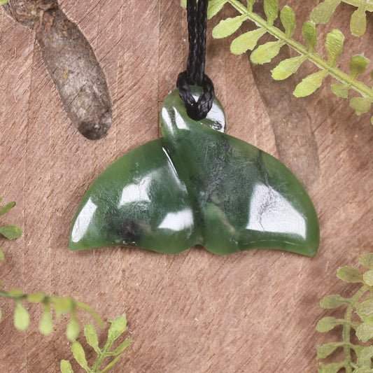 Whale Tail carved from Hapopo Pounamu - NZ Greenstone