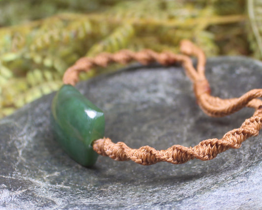 Adjustable cord bracelet with Hapopo Pounamu