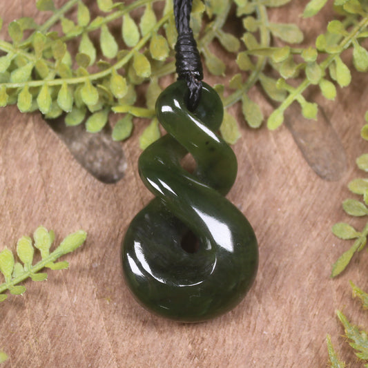 Twist carved from Rimu Pounamu - NZ Greenstone