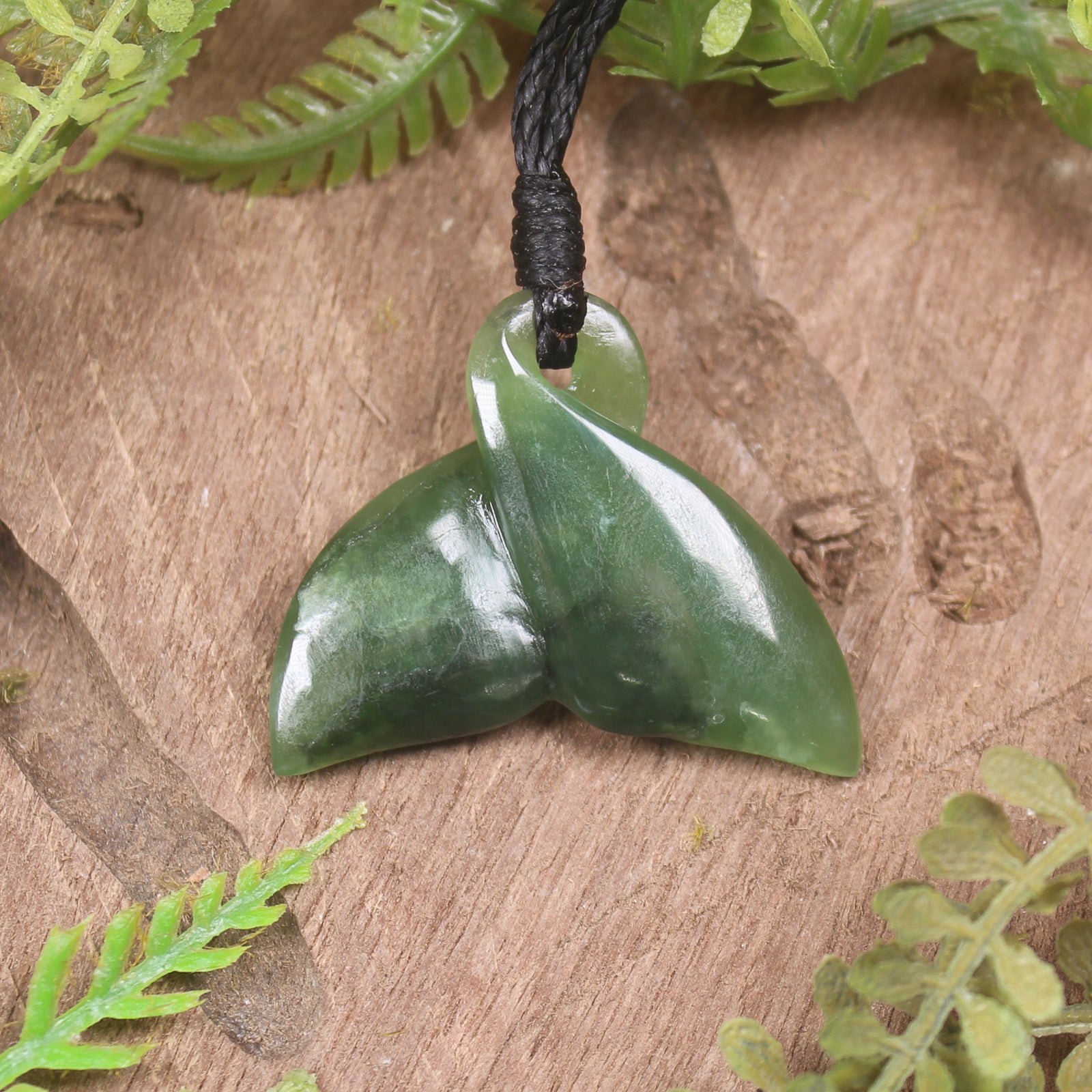 Whale Tail carved from Hapopo Pounamu - NZ Greenstone