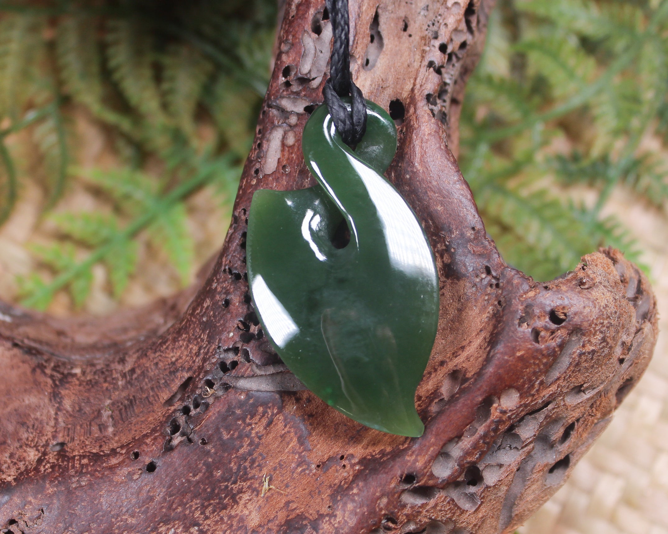 Twist carved from Inanga Pounamu - NZ Greenstone