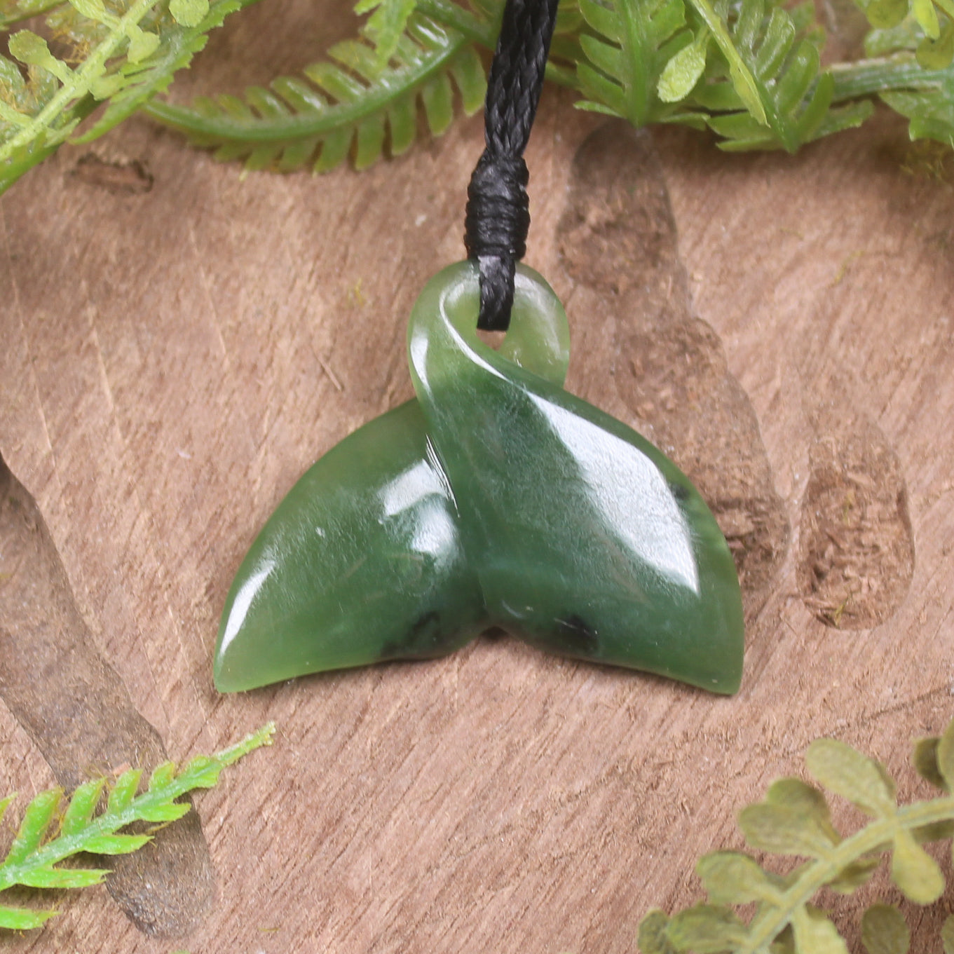 Whale Tail carved from Hapopo Pounamu - NZ Greenstone