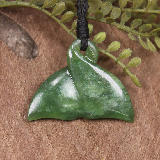 Whale Tail carved from Kawakawa Pounamu - NZ Greenstone