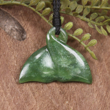 Whale Tail carved from Kawakawa Pounamu - NZ Greenstone
