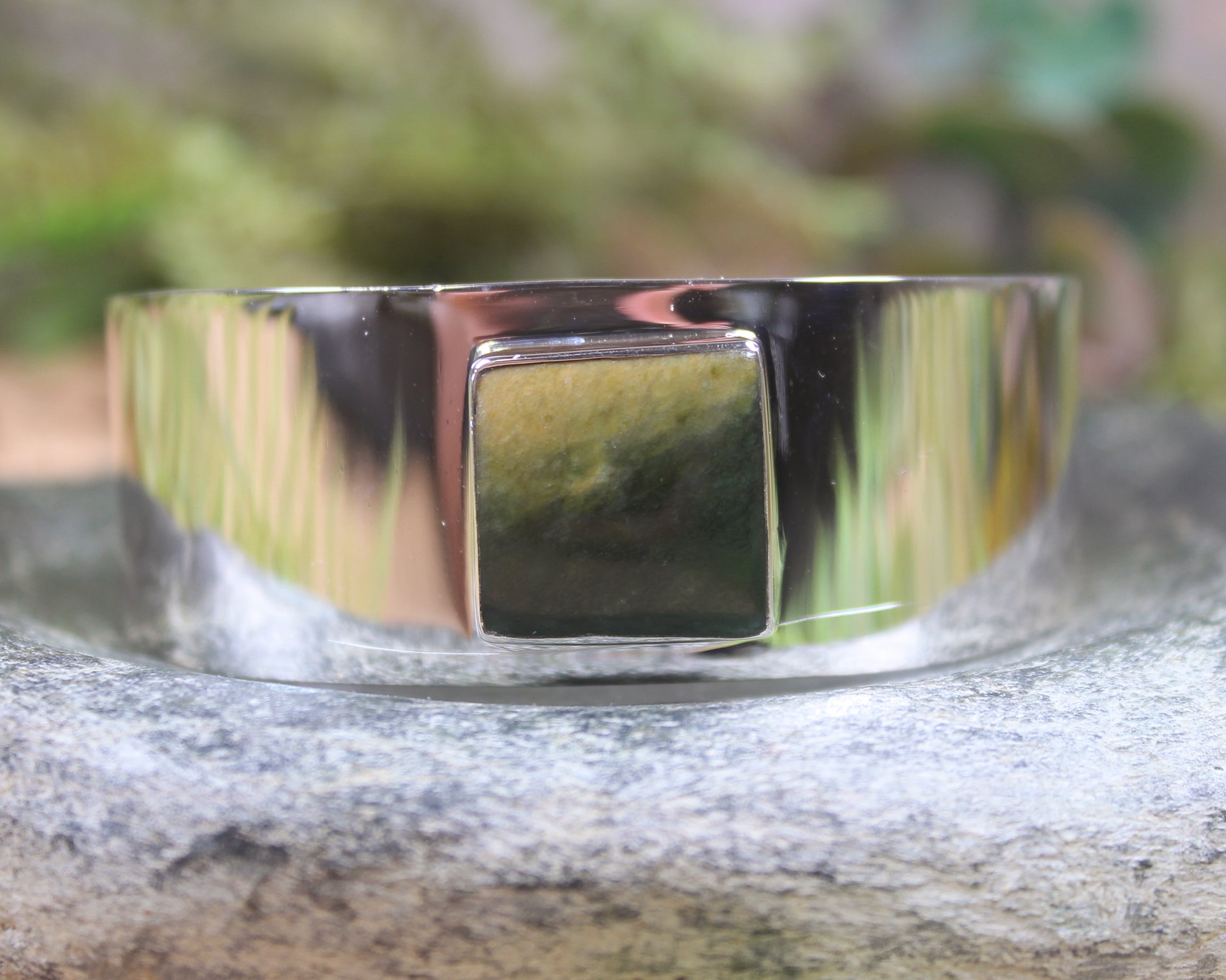 Sterling Silver Cuff Bangle with Pounamu