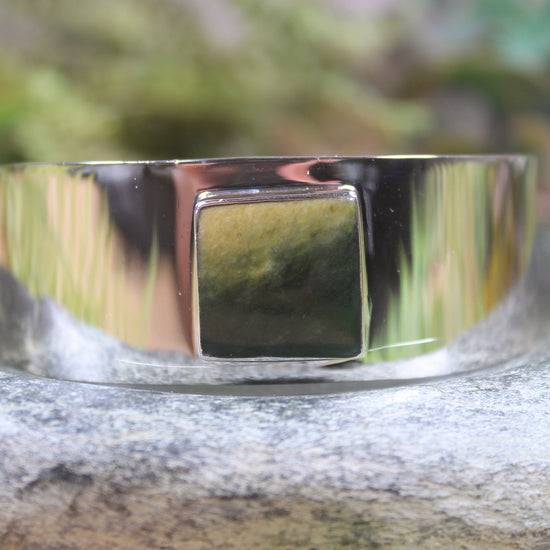 Sterling Silver Cuff Bangle with Pounamu