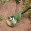 Twist or Pikorua carved from Flower Jade Pounamu - NZ Greenstone