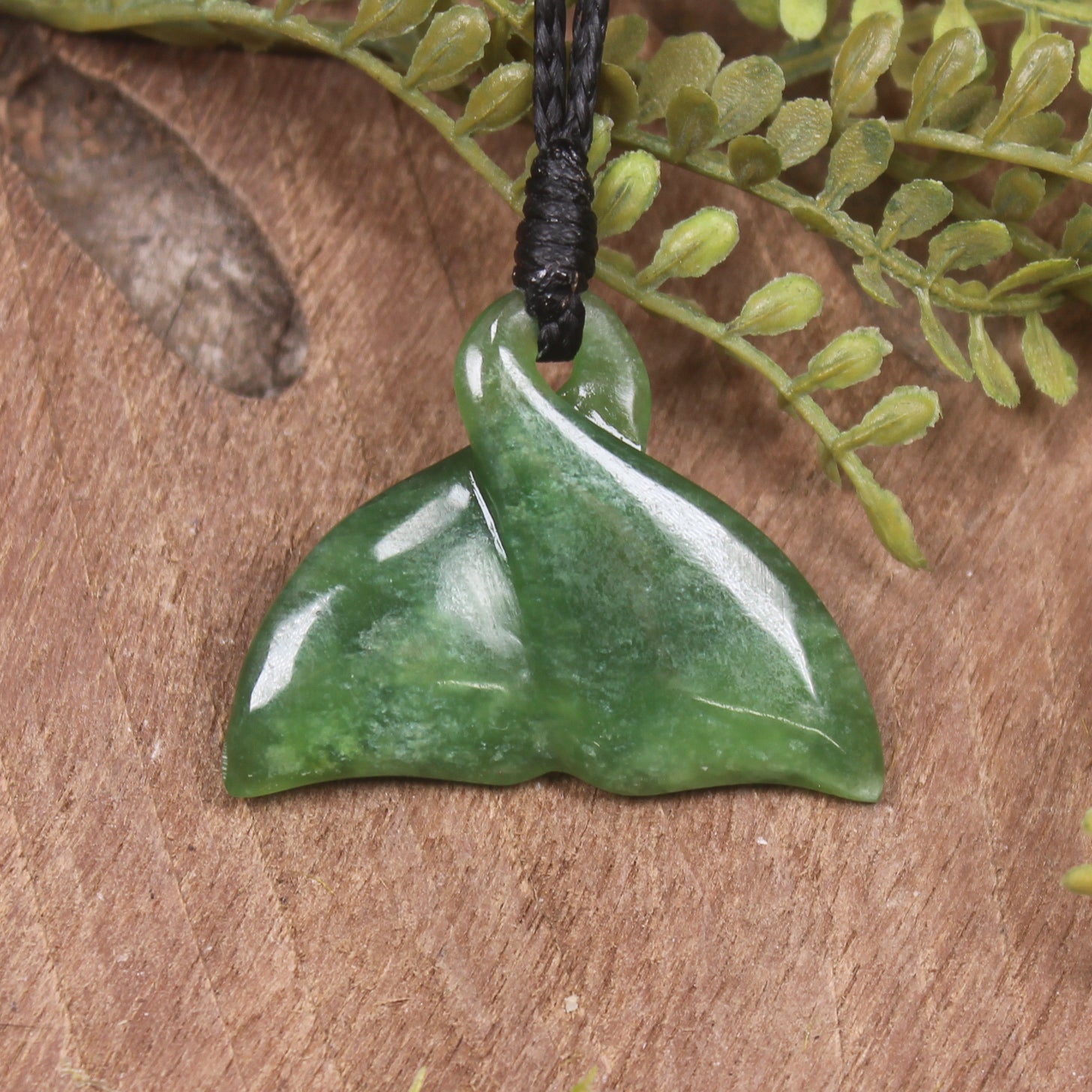 Whale Tail carved from Kawakawa Pounamu - NZ Greenstone