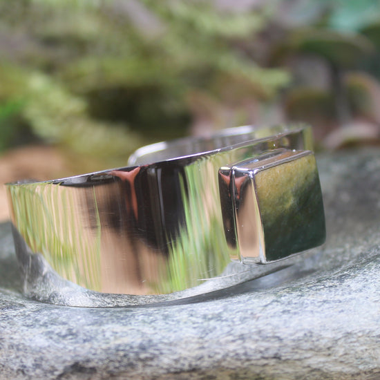 Sterling Silver Cuff Bangle with Pounamu
