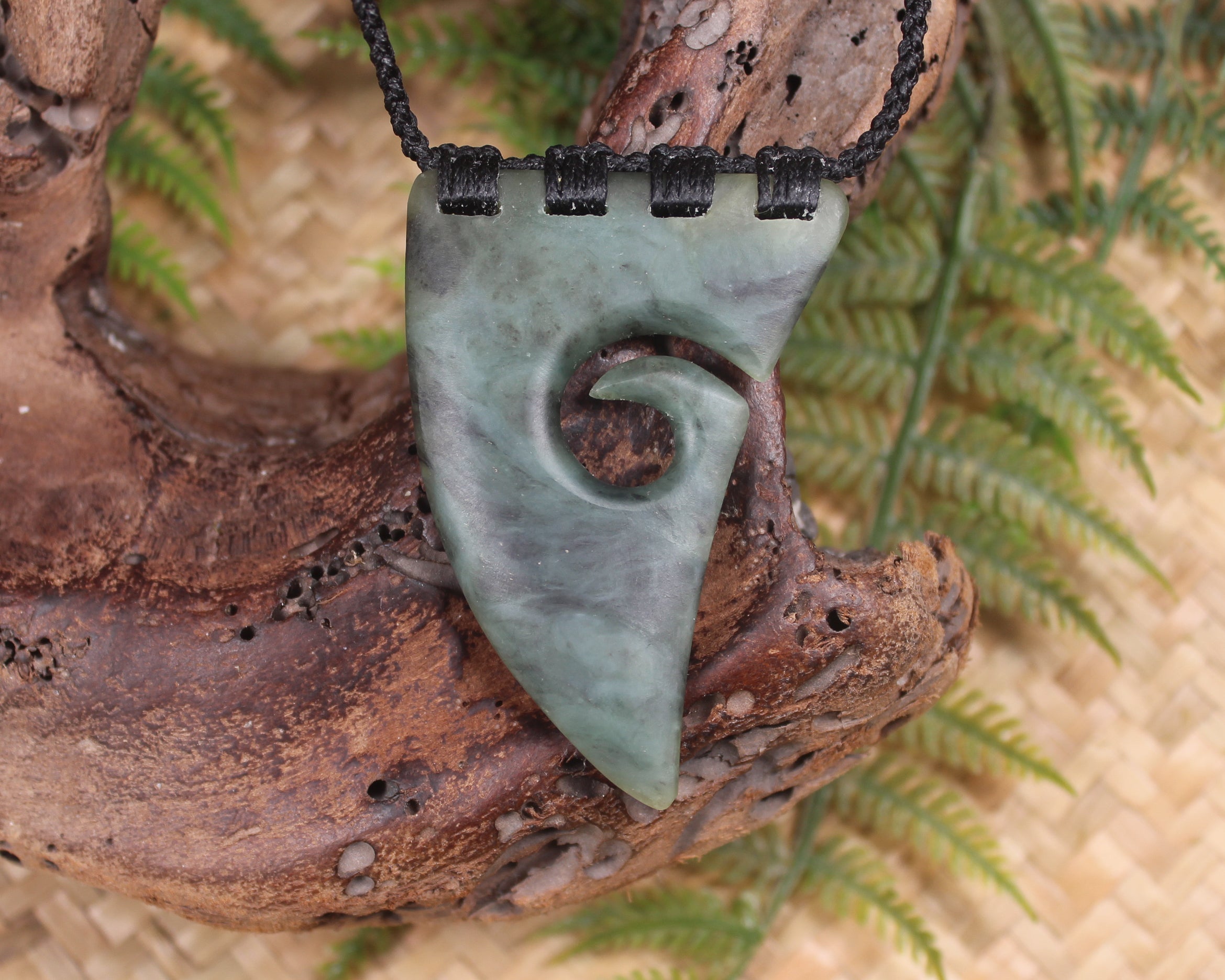 Taniwha Tooth or Niho carved from Hapopo Pounamu - NZ Greenstone