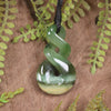 Twist or Pikorua carved from Flower Jade Pounamu - NZ Greenstone