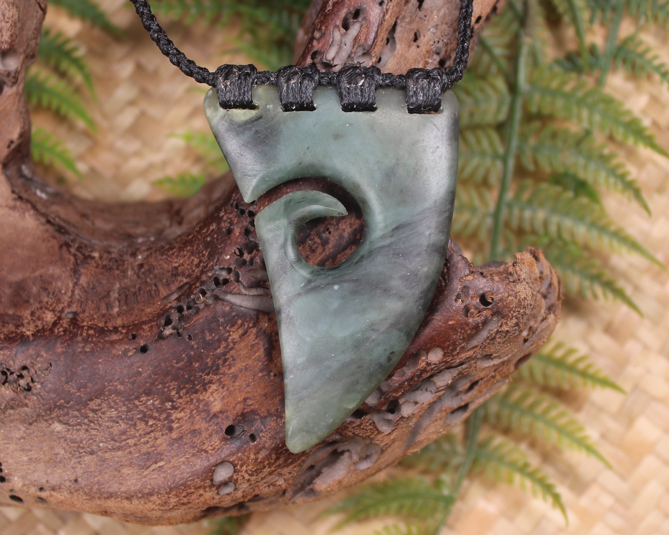 Taniwha Tooth or Niho carved from Hapopo Pounamu - NZ Greenstone