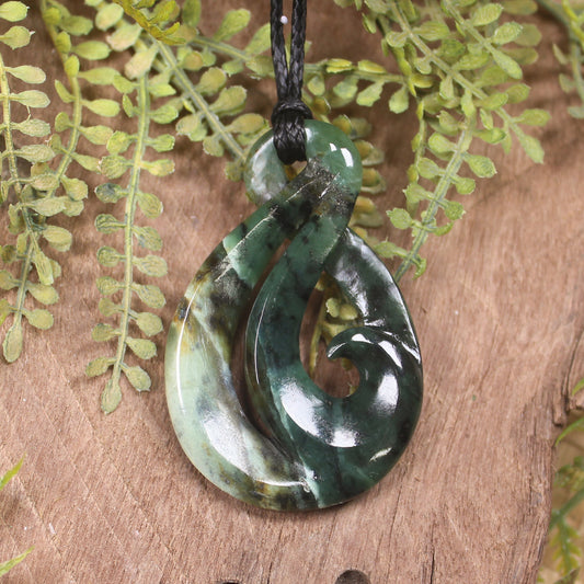 Koru Twist carved from Inanga Pounamu - NZ Greenstone