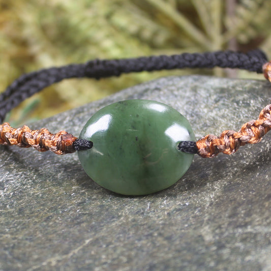 Adjustable cord bracelet with Hapopo Pounamu