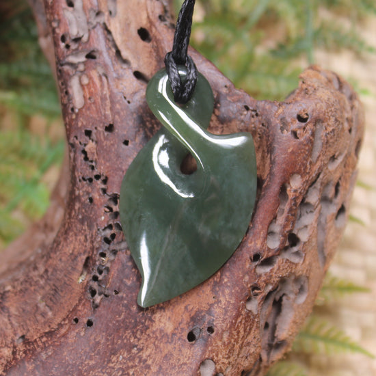 Twist carved from Inanga Pounamu - NZ Greenstone