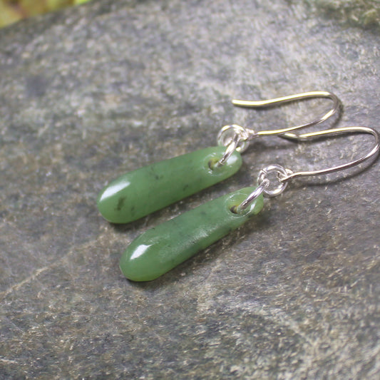 NZ Greenstone Roimata Earrings Hapopo Pounamu