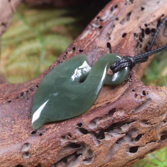 Twist carved from Inanga Pounamu - NZ Greenstone