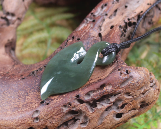 Twist carved from Inanga Pounamu - NZ Greenstone