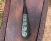 Roimata or Teardop with Koru carved from Kawakawa Pounamu - NZ Greenstone