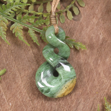 Twist or Pikorua carved from Flower Jade Pounamu - NZ Greenstone
