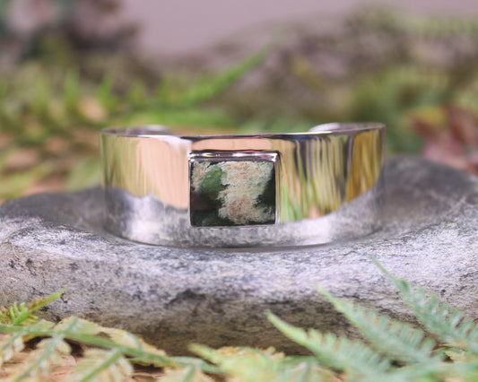 Sterling Silver Cuff Bangle with Pounamu