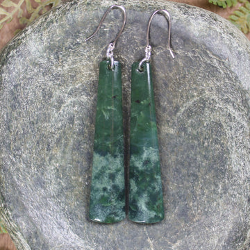 Roimata or Teardrop earrings carved from Kawakawa Pounamu - NZ Greenstone