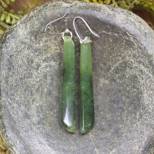 NZ Greenstone Roimata Earrings Hapopo Pounamu