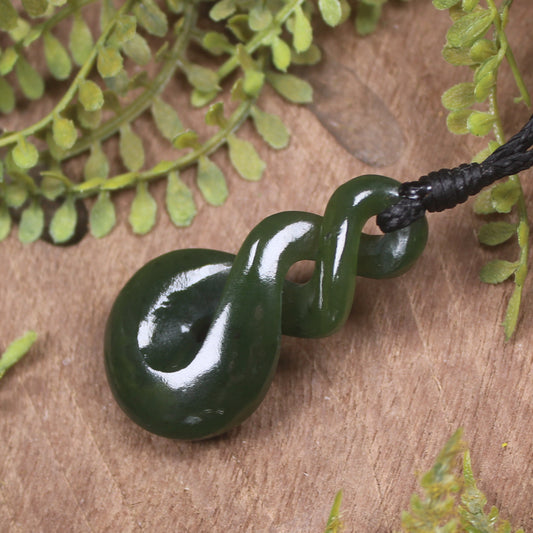 Twist carved from Rimu Pounamu - NZ Greenstone