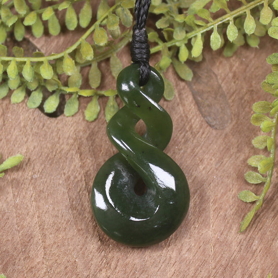 Twist carved from Rimu Pounamu - NZ Greenstone