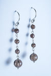 Smokey Quartz Sterling Silver Beaded Earrings (A018)