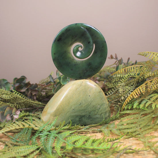 Koru sculpture carved from Hapopo Pounamu - NZ Greenstone
