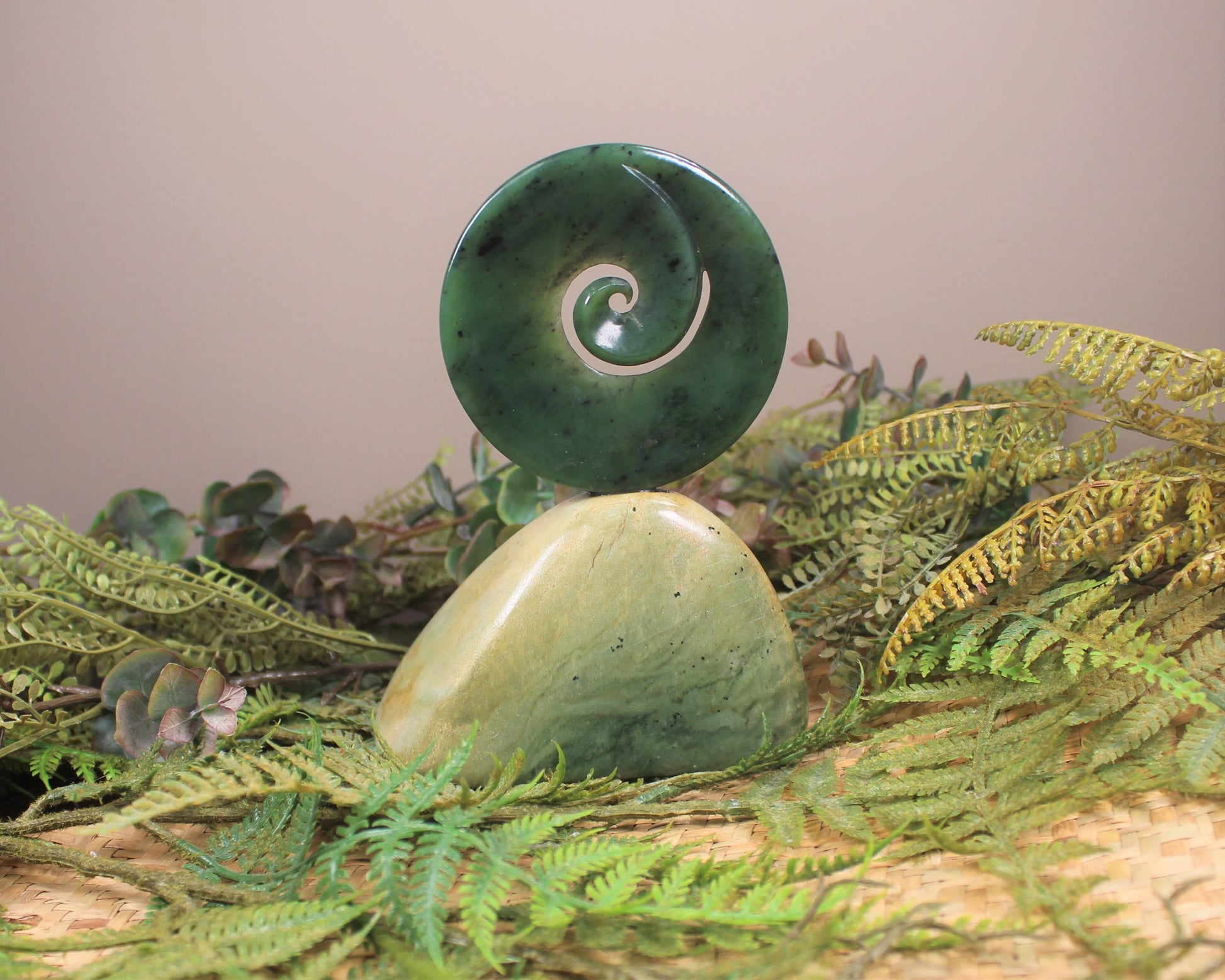 Koru sculpture carved from Hapopo Pounamu - NZ Greenstone