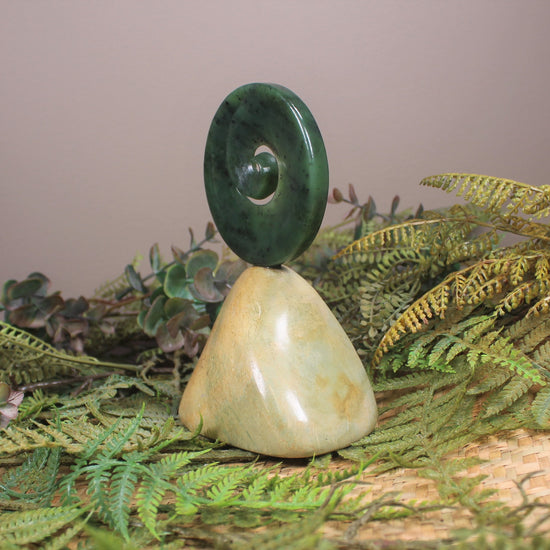 Koru sculpture carved from Hapopo Pounamu - NZ Greenstone