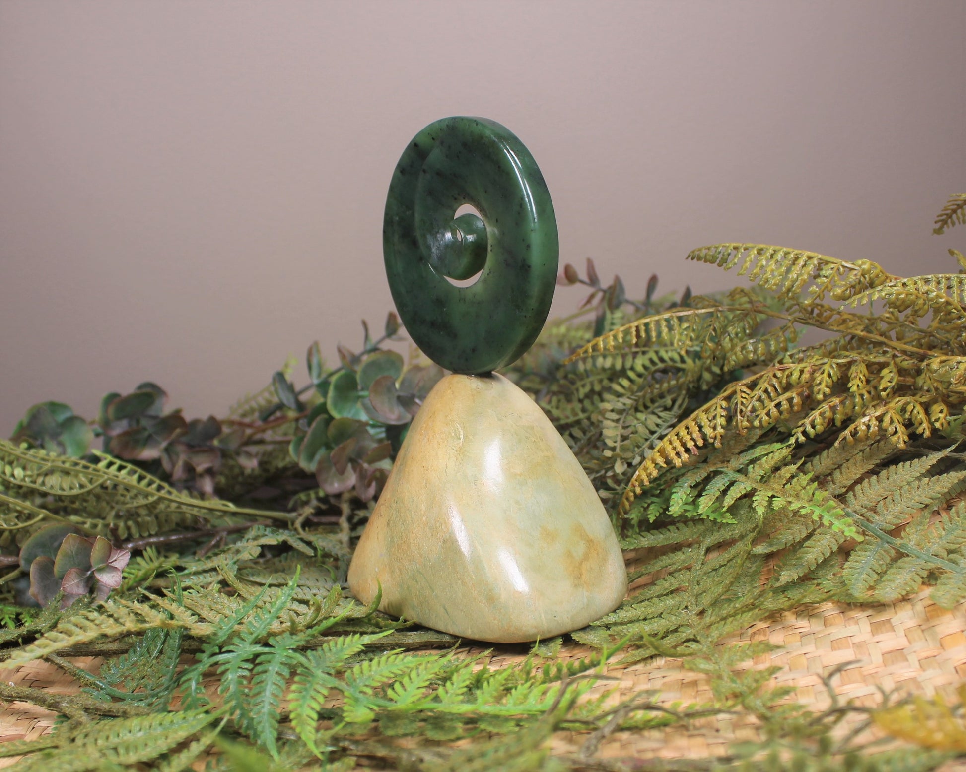 Koru sculpture carved from Hapopo Pounamu - NZ Greenstone