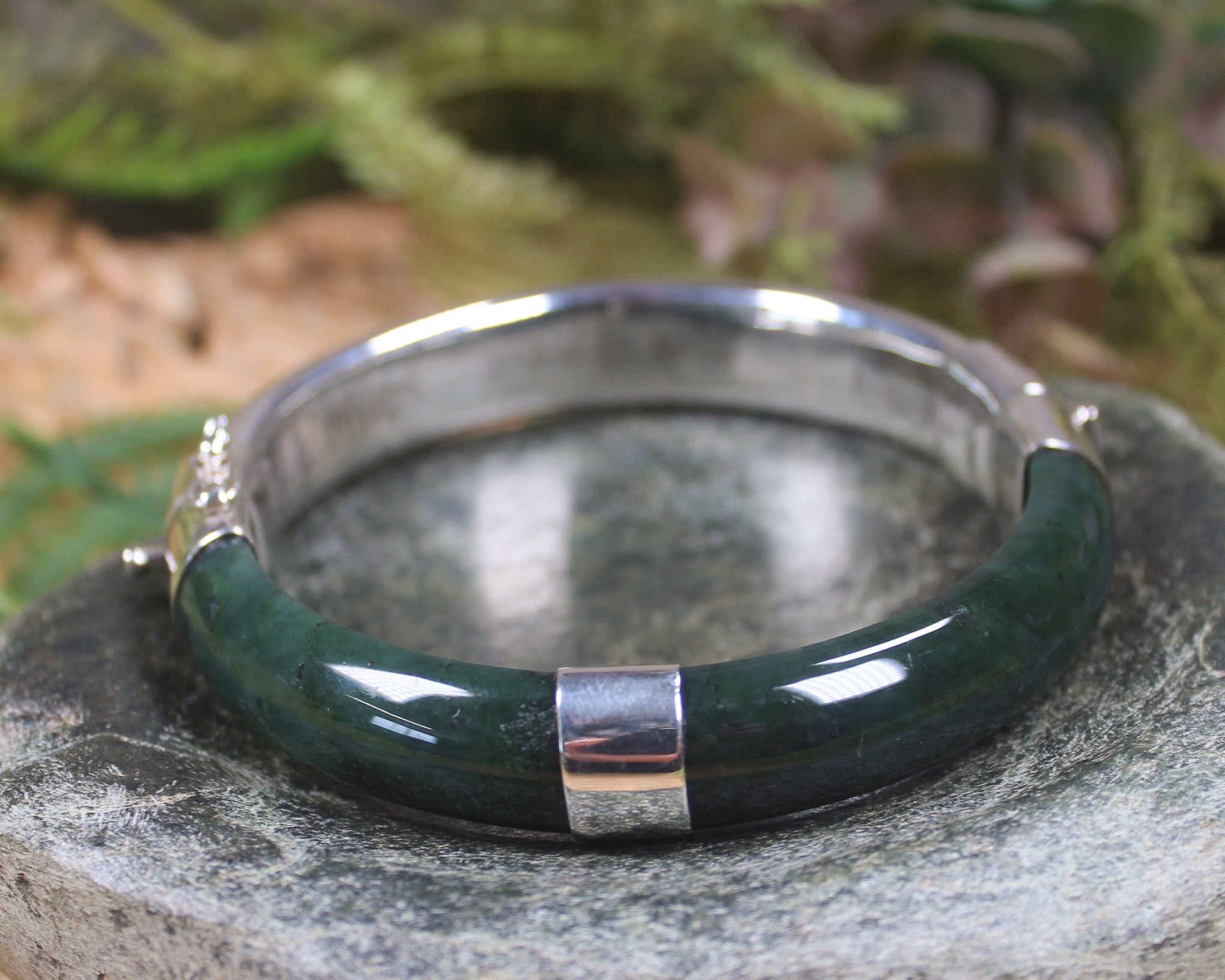 Sterling Silver Bangle with Pounamu