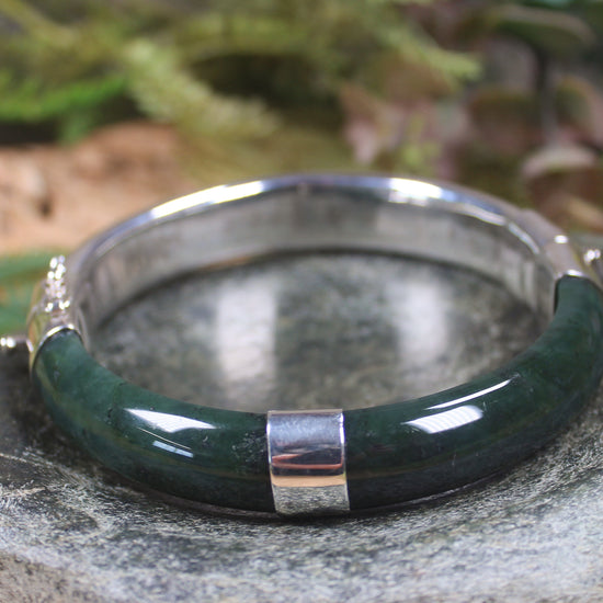 Sterling Silver Bangle with Pounamu