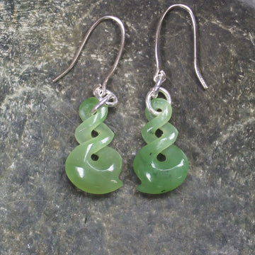Hapopo Pounamu Twist earrings - NZ Greenstone