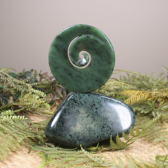 Koru sculpture carved from Hapopo Pounamu - NZ Greenstone