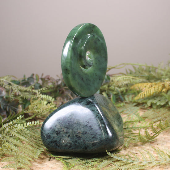 Koru sculpture carved from Hapopo Pounamu - NZ Greenstone